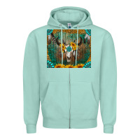 Seafoam boho bullskull Zipper Hoodie - RanaPortraitStore