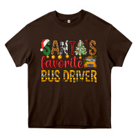 Chocolate Brown Santa's Favorite Bus Driver Heavy Core Tee - BundleAndBundleShop