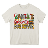 Cream Santa's Favorite Bus Driver Heavy Core Tee - BundleAndBundleShop