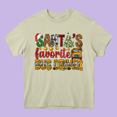 Santa's Favorite Bus Driver Heavy Core Tee Designed By Bundleandbundleshop