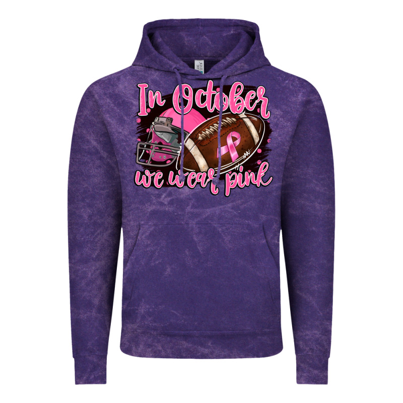 In October We Wear Pink With Football Vintage Hoodie by BarkalooDesign | Teevron