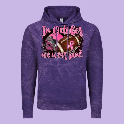 In October We Wear Pink With Football Vintage Hoodie Designed By Barkaloodesign
