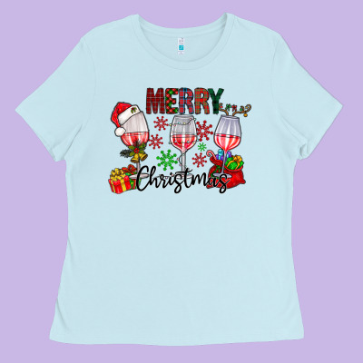 Merry Christmas Ladies Tee Designed By Cowhidedigitalart