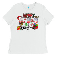 White Merry Christmas Ladies Tee - CowhideDigitalArt