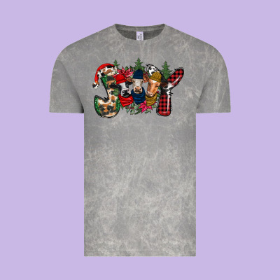 Joy Christmas Cows Vintage Tee Designed By Cowhidedigitalart