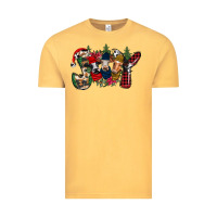 Vintage Mustard joy Christmas cows Vintage Tee - CowhideDigitalArt