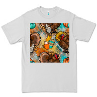 Dove Grey thanksgiving turkey seamless pattern Premium Tee - BundleAndBundleShop