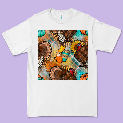 Thanksgiving Turkey Seamless Pattern Premium Tee Designed By Bundleandbundleshop