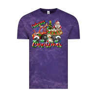 Cloud Purple Merry Christmas  tractor Vintage Tee - CowhideDigitalArt