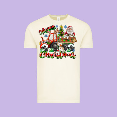 Merry Christmas  Tractor Vintage Tee Designed By Cowhidedigitalart