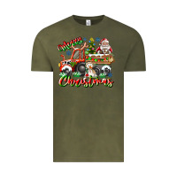 Vintage Olive Merry Christmas  tractor Vintage Tee - CowhideDigitalArt