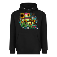 Black Louisiana Map Sunflower Cactus Serape Heavyweight Hoodie - RanaPortraitStore