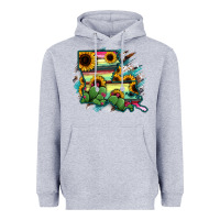 Heather Grey Louisiana Map Sunflower Cactus Serape Heavyweight Hoodie - RanaPortraitStore