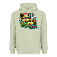 Matcha Louisiana Map Sunflower Cactus Serape Heavyweight Hoodie - RanaPortraitStore