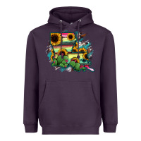 Plum Louisiana Map Sunflower Cactus Serape Heavyweight Hoodie - RanaPortraitStore