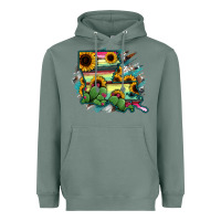 Sage Louisiana Map Sunflower Cactus Serape Heavyweight Hoodie - RanaPortraitStore
