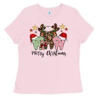 Bubblegum Pink merry christmas tooth Ladies Tee - CowhideDigitalArt