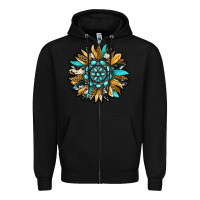 Black gemstone sunflower Zipper Hoodie - RanaPortraitStore