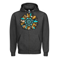 Charcoal Heather gemstone sunflower Zipper Hoodie - RanaPortraitStore