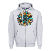 Heather Grey gemstone sunflower Zipper Hoodie - RanaPortraitStore