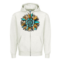 Oatmeal Heather gemstone sunflower Zipper Hoodie - RanaPortraitStore