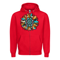 Red gemstone sunflower Zipper Hoodie - RanaPortraitStore