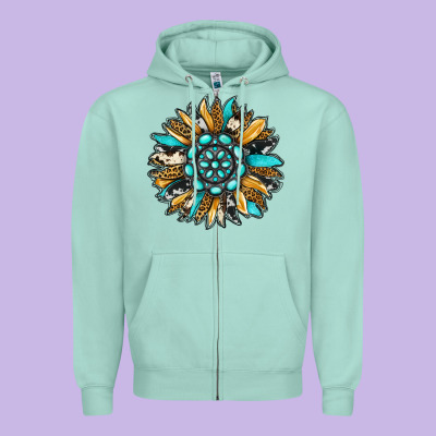 Gemstone Sunflower Zipper Hoodie Designed By Ranaportraitstore