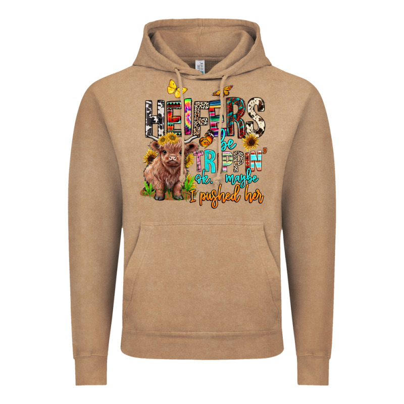 Heifers Be Trippin Ok Maybe I Pushed Her Vintage Hoodie by BarkalooDesign | Teevron