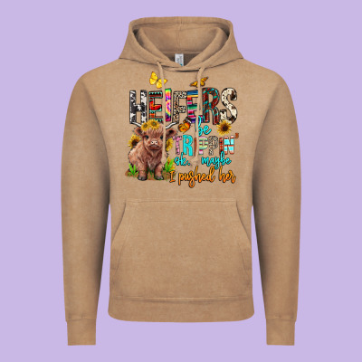 Heifers Be Trippin Ok Maybe I Pushed Her Vintage Hoodie Designed By Barkaloodesign