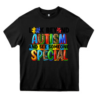Black look beyond autism and see someone special Heavy Core Tee - FaDigitalArtStudio