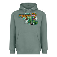 Sage Maryland Map Sunflower Cactus Serape Heavyweight Hoodie - RanaPortraitStore
