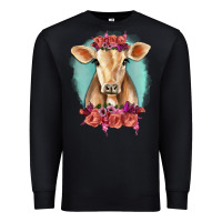 Black Floral Cow Premium Sweatshirt - RanaPortraitStore
