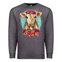 Charcoal Heather Floral Cow Premium Sweatshirt - RanaPortraitStore