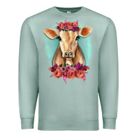 Seafoam Floral Cow Premium Sweatshirt - RanaPortraitStore