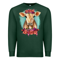 Sports Green Floral Cow Premium Sweatshirt - RanaPortraitStore