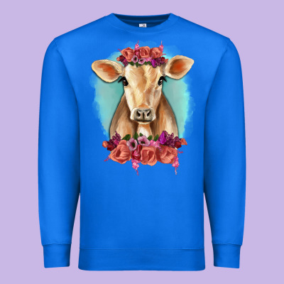 Floral Cow Premium Sweatshirt Designed By Ranaportraitstore