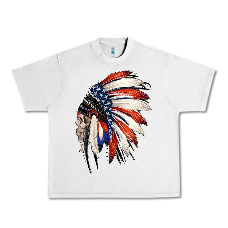 4th Of July Indian Headdress Gypsy Spirit Skull Urban Heavy Tee by Jasminsmagicworld | Teevron