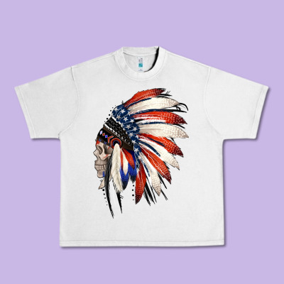 4th Of July Indian Headdress Gypsy Spirit Skull Urban Heavy Tee Designed By Jasminsmagicworld