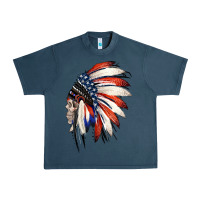Midnight Navy 4th of July Indian Headdress Gypsy Spirit Skull Urban Heavy Tee - Jasminsmagicworld