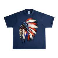 Navy 4th of July Indian Headdress Gypsy Spirit Skull Urban Heavy Tee - Jasminsmagicworld