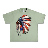 Oil Green 4th of July Indian Headdress Gypsy Spirit Skull Urban Heavy Tee - Jasminsmagicworld