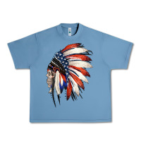 Pebble Blue 4th of July Indian Headdress Gypsy Spirit Skull Urban Heavy Tee - Jasminsmagicworld