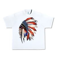 White 4th of July Indian Headdress Gypsy Spirit Skull Urban Heavy Tee - Jasminsmagicworld