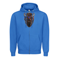 True Royal bison with american flag glasses Zipper Hoodie - RanaPortraitStore