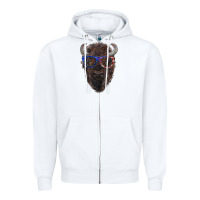 White bison with american flag glasses Zipper Hoodie - RanaPortraitStore
