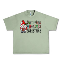 Oil Green just a girk who loves christmas Urban Heavy Tee - CowhideDigitalArt