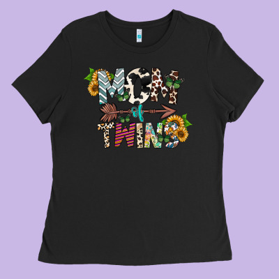 Mom Of Twins Ladies Tee Designed By Cowhidedigitalart