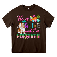 Chocolate Brown He Is Alive And I'm Forgiven Heavy Core Tee - BundleAndBundleShop