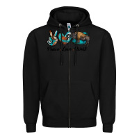 Black peace love west bison Zipper Hoodie - RanaPortraitStore