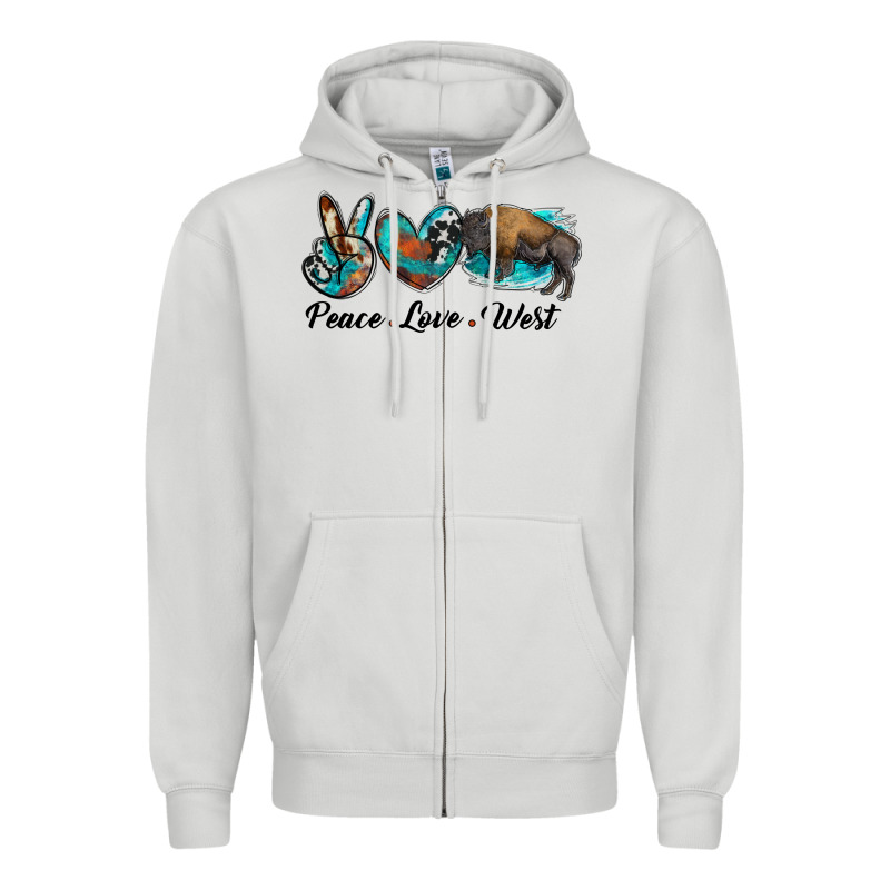 Peace Love West Bison Zipper Hoodie by RanaPortraitStore | Teevron